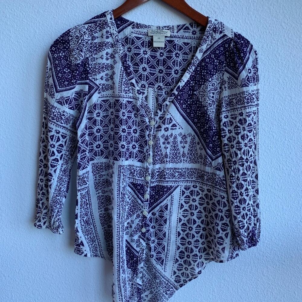 Lucky Brand Paisley Patchwork Top Boho Cottagecore XS